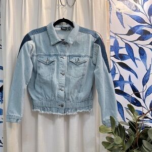 Women with Control My Wonder Patchwork Cropped Denim Jacket Size Size XS